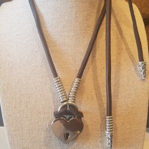 Silver & Chocolate Heart Necklace